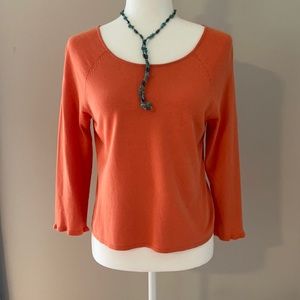 Sweater Sigrid Olsen size medium pull over crew neck w ruffle sleeve ruffle